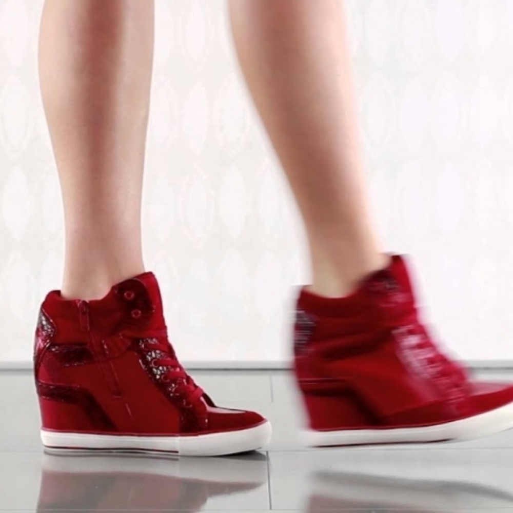 Aldo Kids Shiny Red Sneaker Wedges